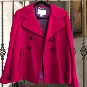 Banana Republic Fuscia Wool Petite Flared Peacoat